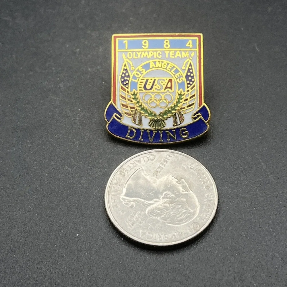 Vintage 1984 Los Angeles Olympics Team USA Diving Event Lapel‎ Hat Pin